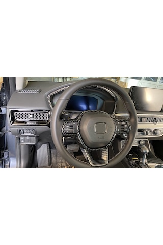 Honda - Cıvıc Fe1 2022+ Uyumlu Dıreksıyon Kaplama 2 Parça- Karbon