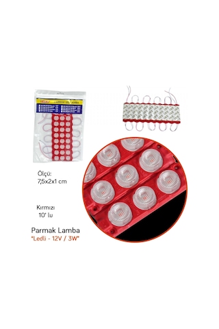 Carub 12V Parmak Lamba Led Camlı Soft Kırmızı 10 Lu Br0409930