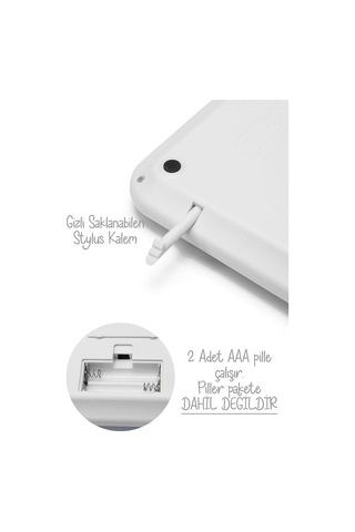 Lcd Ekran Yazı Tahtalı Hesap Makinesi 12 Haneli Tabletli Hesap Makinesi Beyaz Diğer