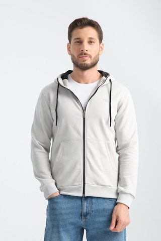 Shooter Sportwear Shooter Erkek Üç İplik Şardonsuz Fermuarlı Kapüşonlu Sweatshirt Taş