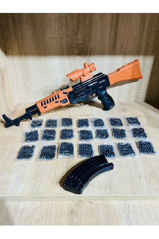 Boncuklu Oyuncak Tüfek 55 Cm 1 Adet Ak47+21 Paket Plastik Boncuk