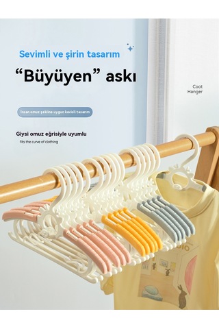 Çocuklar İçin Geri Çekilebilir Kaymaz Elbise Askısı Ev Tipi Omuz Askılı Köşe Depolama Elbise Askısı 20'li Paket Koyu Pembe