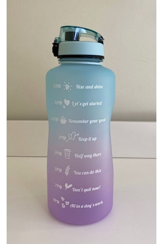Shop-Set 2000 Ml Tritan Motivasyonlu Su Matarası Süzgeçli Lila - Açık Mavi