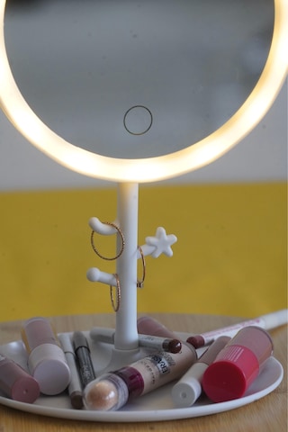 Led Işıklı Yuvarlak Makyaj Aynası Şarj Edilebilir 3 Farklı Renk Beyaz