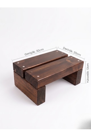 Nest Woodtr Doğal Ahşap Tek Katlı Basamak Tabure Yükseltici 30x25x15cm 1adet Acı Kahverengi