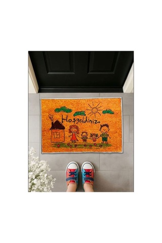 Ana Okulu Çocuk Tasarım Dekoratif Kapı Önü Paspası 40x60cm Çok Renkli