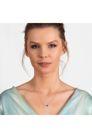 Silindir Tasarım Kenarları Zirkon Taşlı Silver Renk Çelik Kadın K (508194975) Çok Renkli