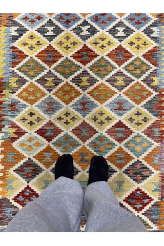 El Dokuma Afgan Kilim 100% Yün Kök Boya Elsanat Eserı İle Harıka Model Desenlı Çok Renkli