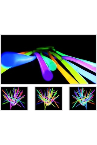 Glow Stick 20cm Fosforlu Kırılan Çubuk 100 Adet Renkli
