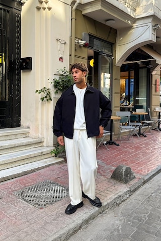 Flaw Gömlek Yaka Bomber İnce Ceket Siyah Siyah