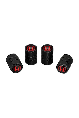 Honda Logo Baskılı Universal Sibop Kapağı Seti - Siyah & Kırmızı 4 Adet