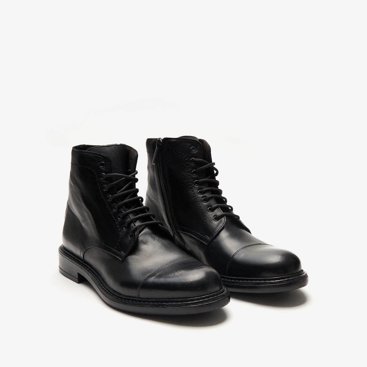 Nero Black Bot Erkek 9824 Exton Soft Lace-up Boot With Side Zip siyah