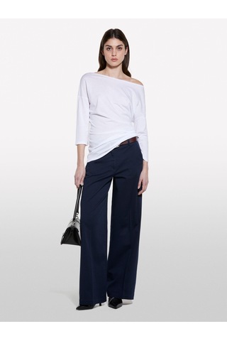 Sisley Modal Karışımlı Kayık Yaka Regular Fit T-shirt Kadın Beyaz T-shirt - 325p3qu4l12ee