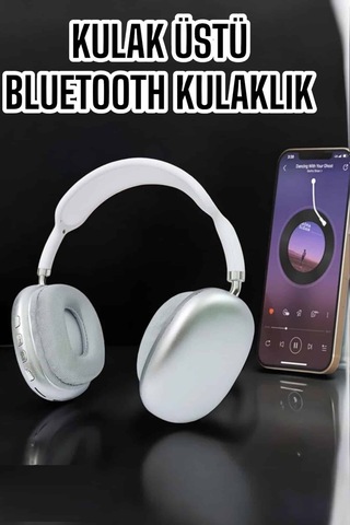 P9 Plus Kablosuz Kulak Üstü Bluetooth Kulaklık Beyaz Mikrofonlu Kulaküstü Kablosuz Kulaklık - Lisiny