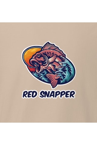 Wildstyle Red Snapper Balık Balıkçılık Deniz Vintage Balıkçı Baskılı Unisex Bisiklet Yaka Pamuklu Tişört - Cam Camel