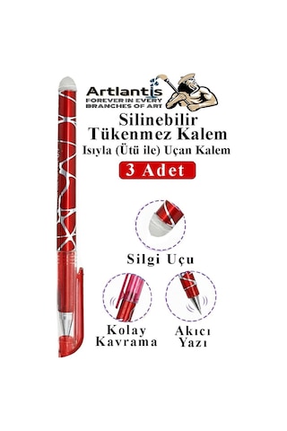 Kırmızı Silinebilir Tükenmez Kalem 3 Adet Bıa Silinebilir Jel Pilot Kalem Mürekkepli Kolay Silinebilir Kumaş Kalemi Kırmızı