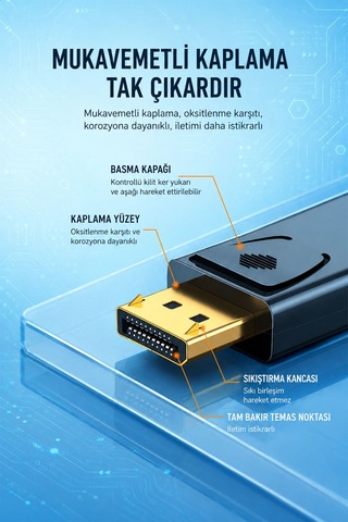 Displayport Dp Erkek - Hdmı Dişi Dönüştürücü Adaptör, 4k 60hz Ultra Hd Görüntü Ve Ses Aktarım Çevirici, Bilgisayar Monitör Tv Projektör Uyumlu, Altın Kaplama S271