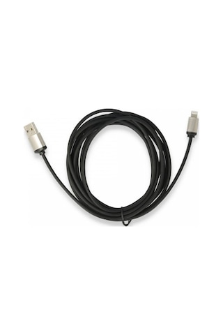 Büro Ev Ofis Cep Telefonu İçin Siyah 3mt Usb To Apple Uyumlu iOS Data Şarj Kablosu
