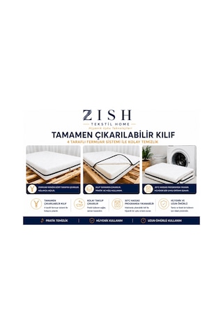 Zishtekstil Çift Kişilik Ecosmart Yıkanabilir Kılıflı Sünger Yatak & Yer Yatağı