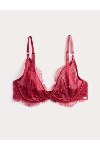 Marks & Spencer Dantelli Destekli Plunge Sütyen T81006844D Kırmızı