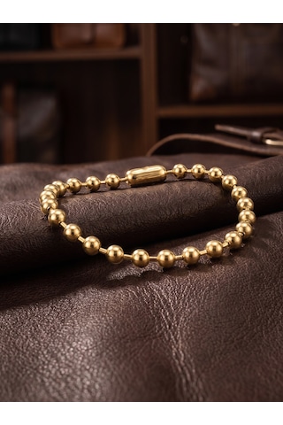Top Çelik Zincir Erkek Hediye Bileklik 6mm 01888 Sarı