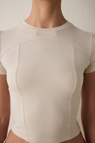 Penti Bej Bisiklet Yaka Kısa Kollu Slim Fit Modal Tişört