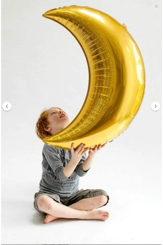 Gold Hilal Ay Folyo Balon, Altın Sarısı Ramazan Bayramı Islam Dini Oda Konsept Mekan Süsleri 60 Cm