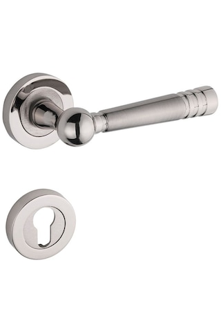 Rozetli Nikel Saten Çelik Kapı Kolu Yale Sağ Basar Tek Yön