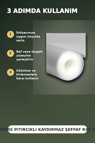 3 Metre Kalın Dokulu Şeffaf Raf Örtüsü Ve Tezgah Üstü Koruyucu Çok Amaçlı Mat Renkli