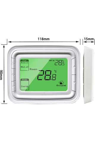 Xindoker T6861h2wb Dijital Lcd Termostat, 9p 2 Borulu Fan Kontrol, Oda Sıcaklığı Regülatörü, Soğutma-ısıtma Modu, Mavi Ekran, Abs Ateş Engelleme Malzeme
