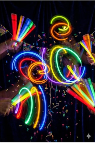 100 Adet Fosforlu Glow Stick Parti Seti Bileklik, Kolye Ve Eğlenceli Işık Çubukları Çok Renkli