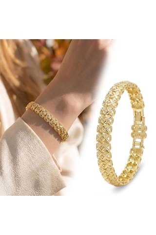 Premium Şık Ve Parlak Infinity 24k Gold Kaplama 8 Mm Kadın Bijuteri Bileklik 3183kbv5d8 - 18cm Altın