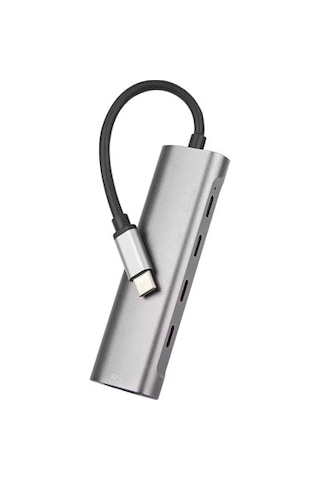 Type-c 4 Port Type-c Dişi Çoklayıcı + Usb 3.0 10gbps Data Pd 60w Hızlı Şarj Alüminyum Kasa Otg Destekli