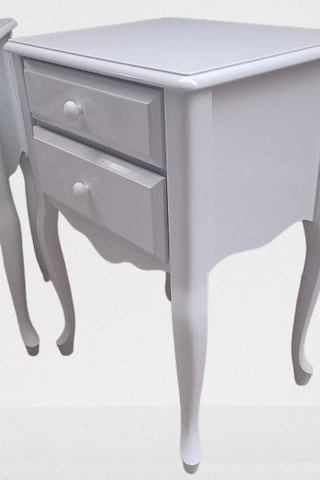 Komodin 90385 Klasik Kayın Aslan Ayak Çit Çekmece 2adet Parlak Beyaz Boya Elyapım