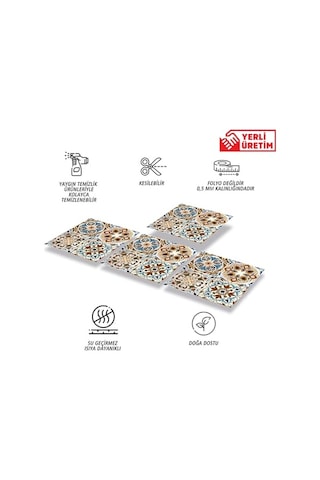 Yapışkanlı Kaplama Çıkartması Duvar Zemin Kaplama Solo Fas Desenli Pvc 30x30 Cm 11 Adet 1 M² Genel