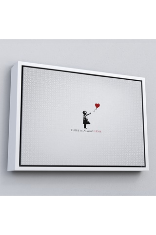 Çerçeveli Banksy Kırmızı Balonlu Kızın'ın Her Zaman Umut Vardır Yazılı Tablosu-5012