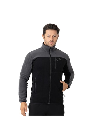 Crozwise Erkek Tam Fermuarlı Polar Sweat Siyah 6051-10 SiYAH
