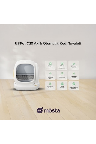 UBPet C20 Akıllı Otomatik Kedi Tuvaleti | App Kontrol, Otomatik Temizleme, 38DB Sessiz, Ağırlık Sensörü