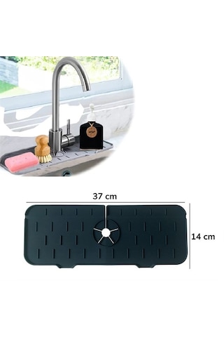 Lavabo İçin Silikon Esnek Mat Musluk Sapı Damlama Tutucu Raf Mutfak Tezgahı Sıçrama Koruma Standart