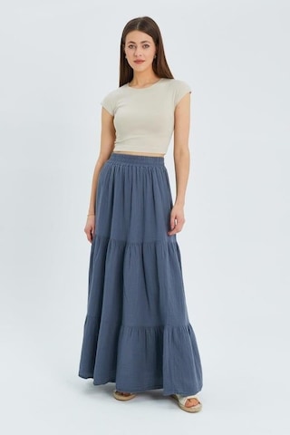 4567 Kadın Fırfırlı Uzun Müslin Etek Antrasit Antrasit