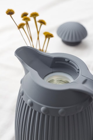 Isı Yalıtımlı Çay Ve Soğuk Su Termosu Soft Gri (12 Saat Sıcak Tutar& İçi Camdır) 1 LT