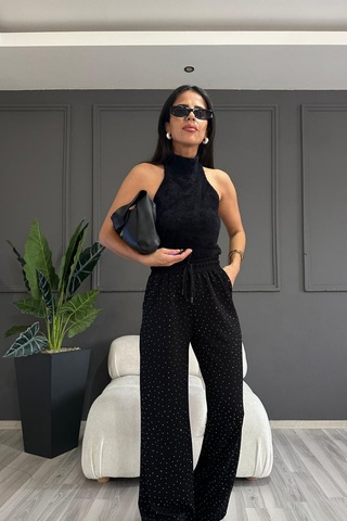 Style Of Style Taşlı Modal Pantolon Siyah Siyah Style Of Style Taşlı Modal Pantolon Siyah Siyah