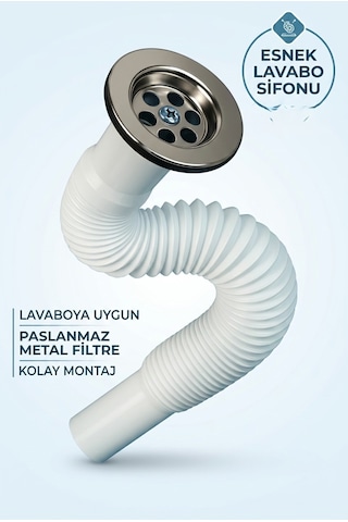 Körüklü Lavabo Sifonu Esnek Gider Sifonu Ayarlanabilir Lavabo Altı Sifon