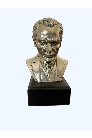 Atatürk Heykel Biblo 20 Cm Gümüş Renk
