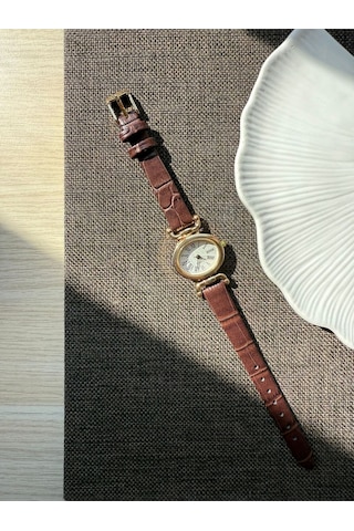 Retro Minimal Deri Kordon Vintage Kadın Kol Saati Minik Kare Sarı