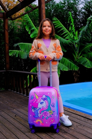 Gedox Kids Lila Pembe Gökkuşağı Unicorn Desenli Kız Çocuk Valizi 154.04 Lila