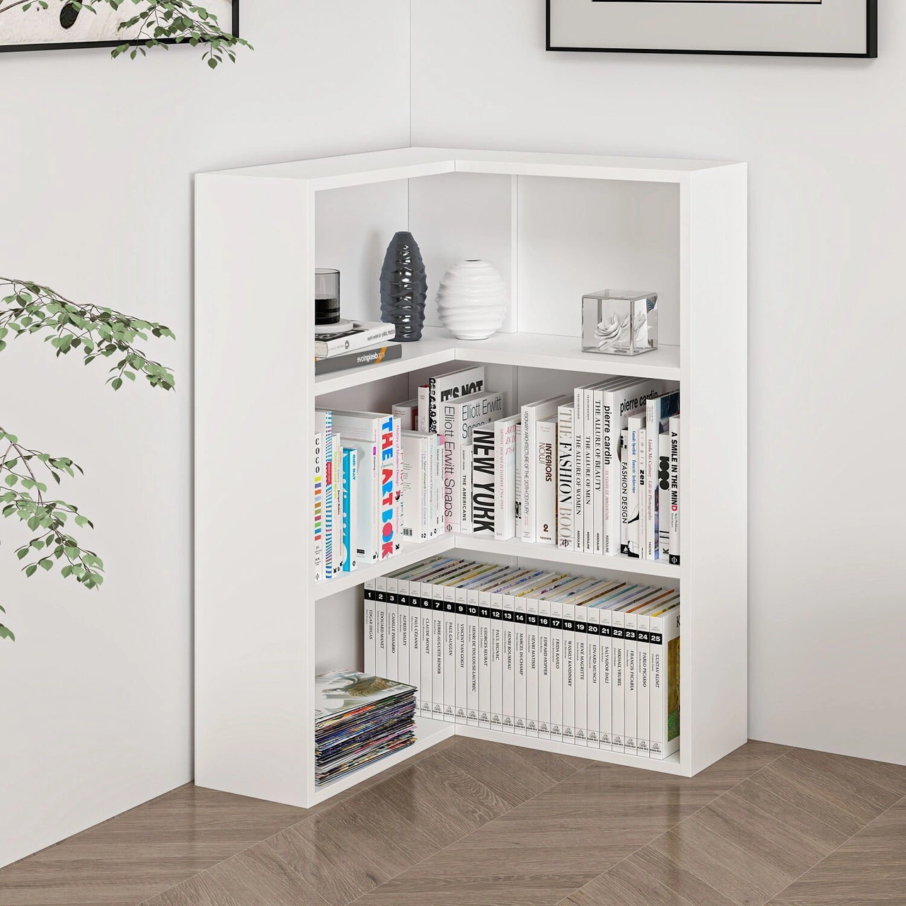 Adel 2 Raflı Köşe Kitaplık - Beyaz Beyaz