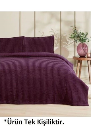 Merinos Modern Line Tek Kişilik Battaniye Seti 150x220 -mürdüm Mürdüm