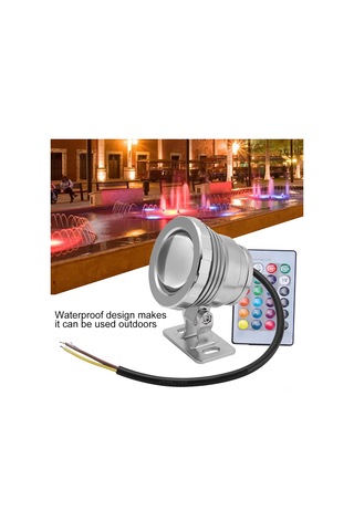 Xindoker 10w Rgb Su Altı Led Işığı 9 Ledli Kumandalı Ip65 Su Geçirmez Ac/dc12v Gümüş Alüminyum-plastik
