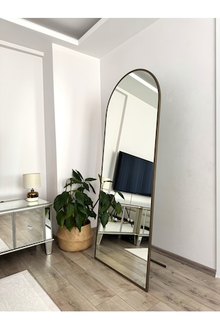 Effe 180x60 Cm Oval Model Eskitme Metal Çerçeveli Ayaklı Boy Aynası